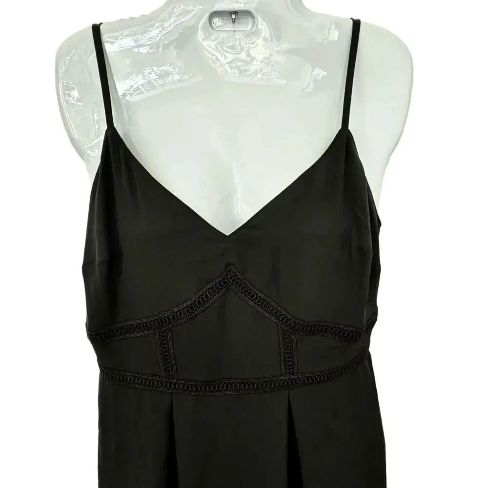 New All Worthy by Hunter McGrady Chiffon Black Dress Lace Inset‎ Women's Size O